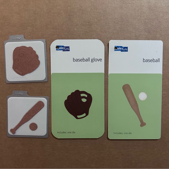 Quickutz BASEBALL & BASEBALL GLOVE 2” x 2” die - Picture 1 of 3